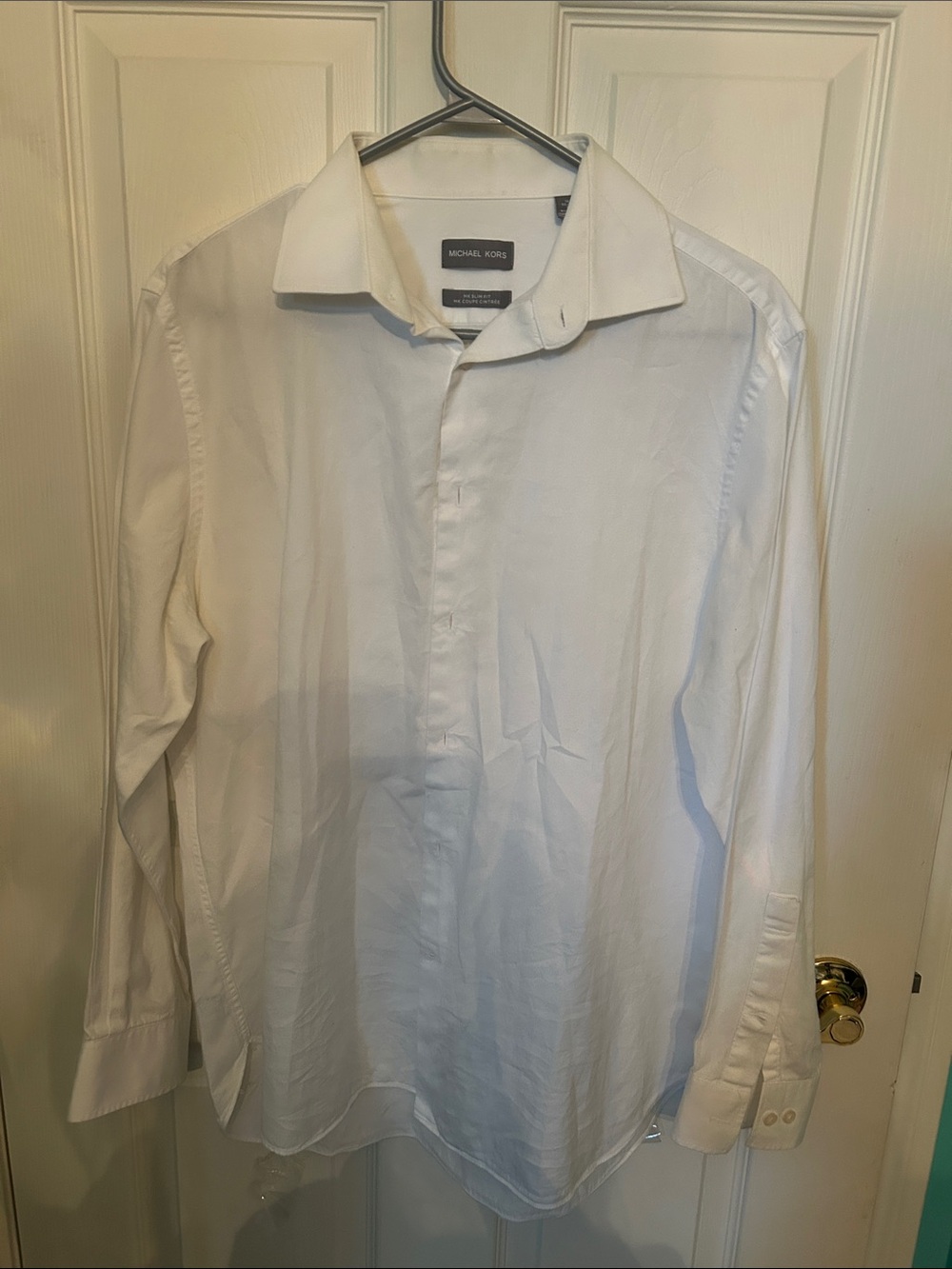 Michael Kors Men's White Button-Front Dress Shirt
